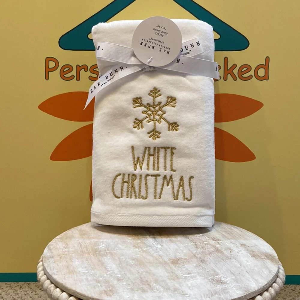 Rae Dunn WHITE CHRISTMAS Hand Towels